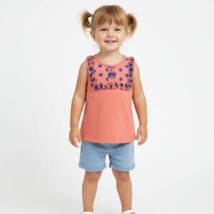 Toddler Girls One Posh Kid Tank Top Shirt Frilly Size 2T NWT